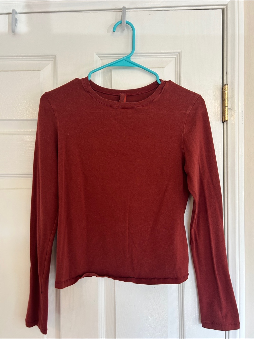 SKIMS Deep Red Long Sleeve Crewneck Top
